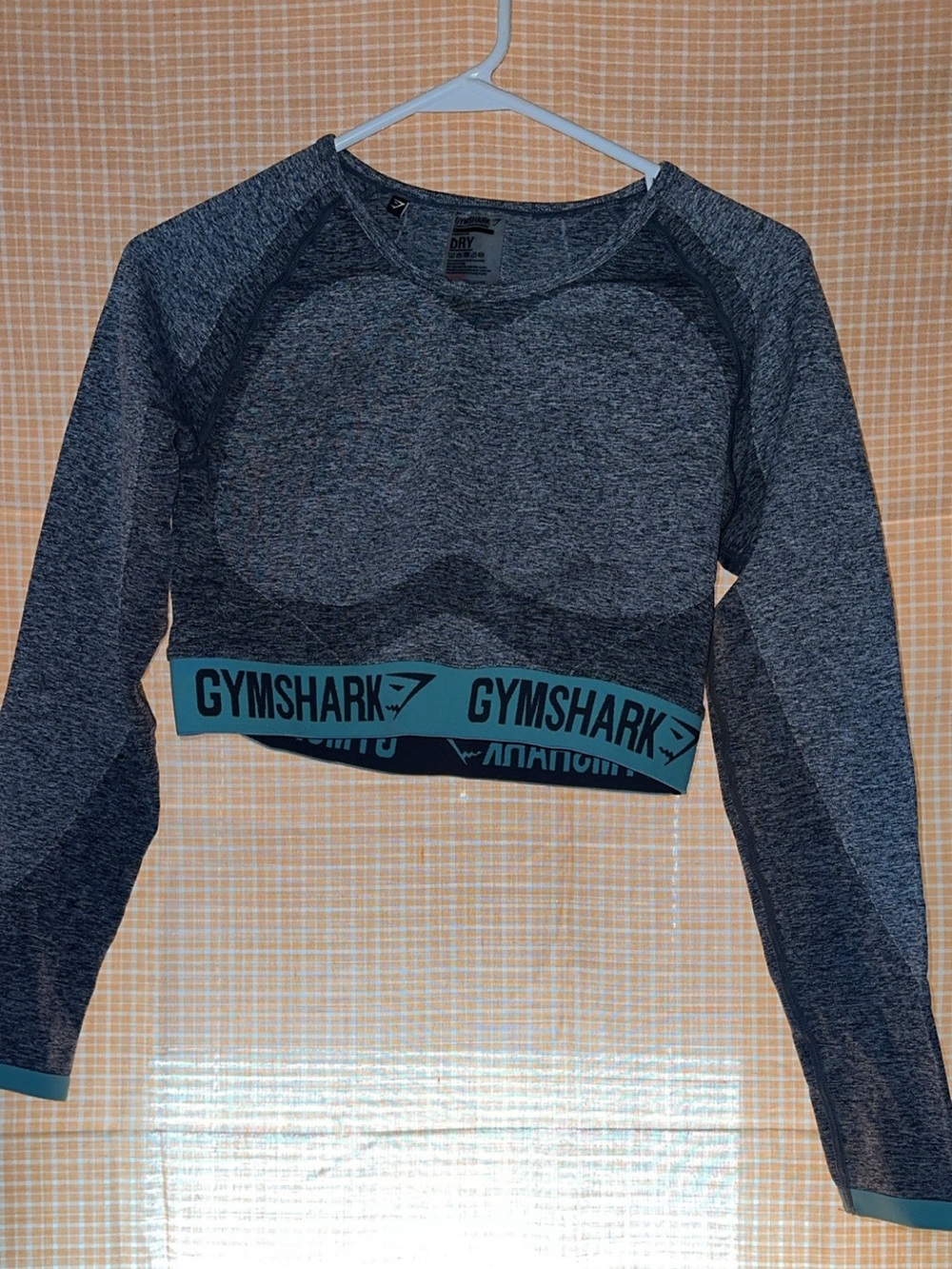 Gymshark Gray Heather Seamless Athletic Long Sleeve  crop Top NWOT